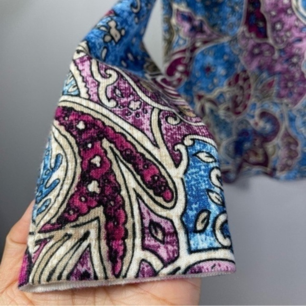 Chico’s Women Scroll Print Sweater Top Size O or S - Picture 4 of 11